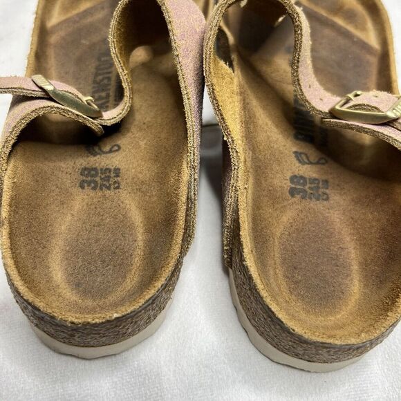 Birkenstock Gizeh Sandals Metallic Pink Color Slip On Thing Sandals Sz 7 - Picture 12 of 14